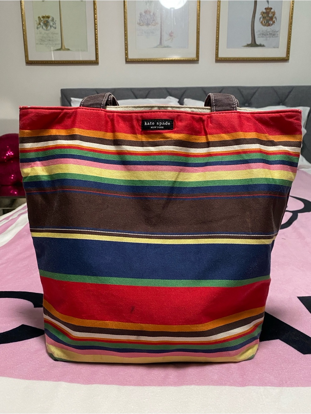 KATE SPADE NEW YORK Multicolored Striped Tote Bag